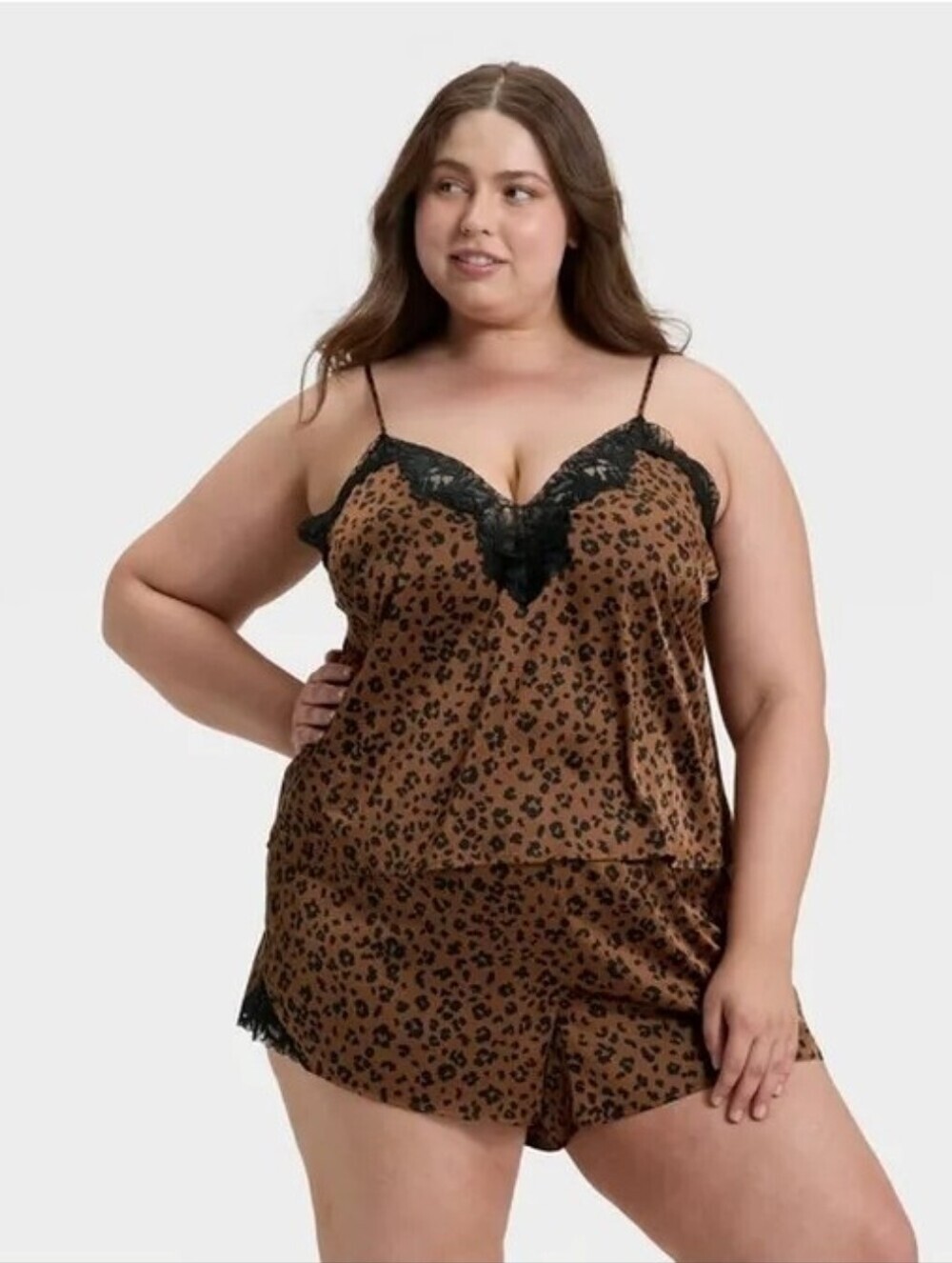 Auden Women's Lace Trim Satin Pajama Tank Top Leopard PrintSize XXL - Picture 1 of 6